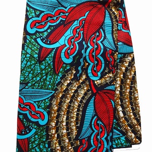 Turquoise red African fabric by the yard Ankara African print fabric, wax print material cotton