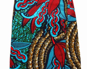 Turquoise red African fabric by the yard Ankara African print fabric, wax print material cotton