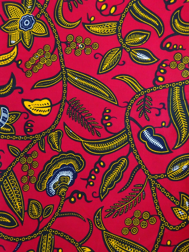 Red Wax print African fabric per YARD African fashion Nigerian Etsy