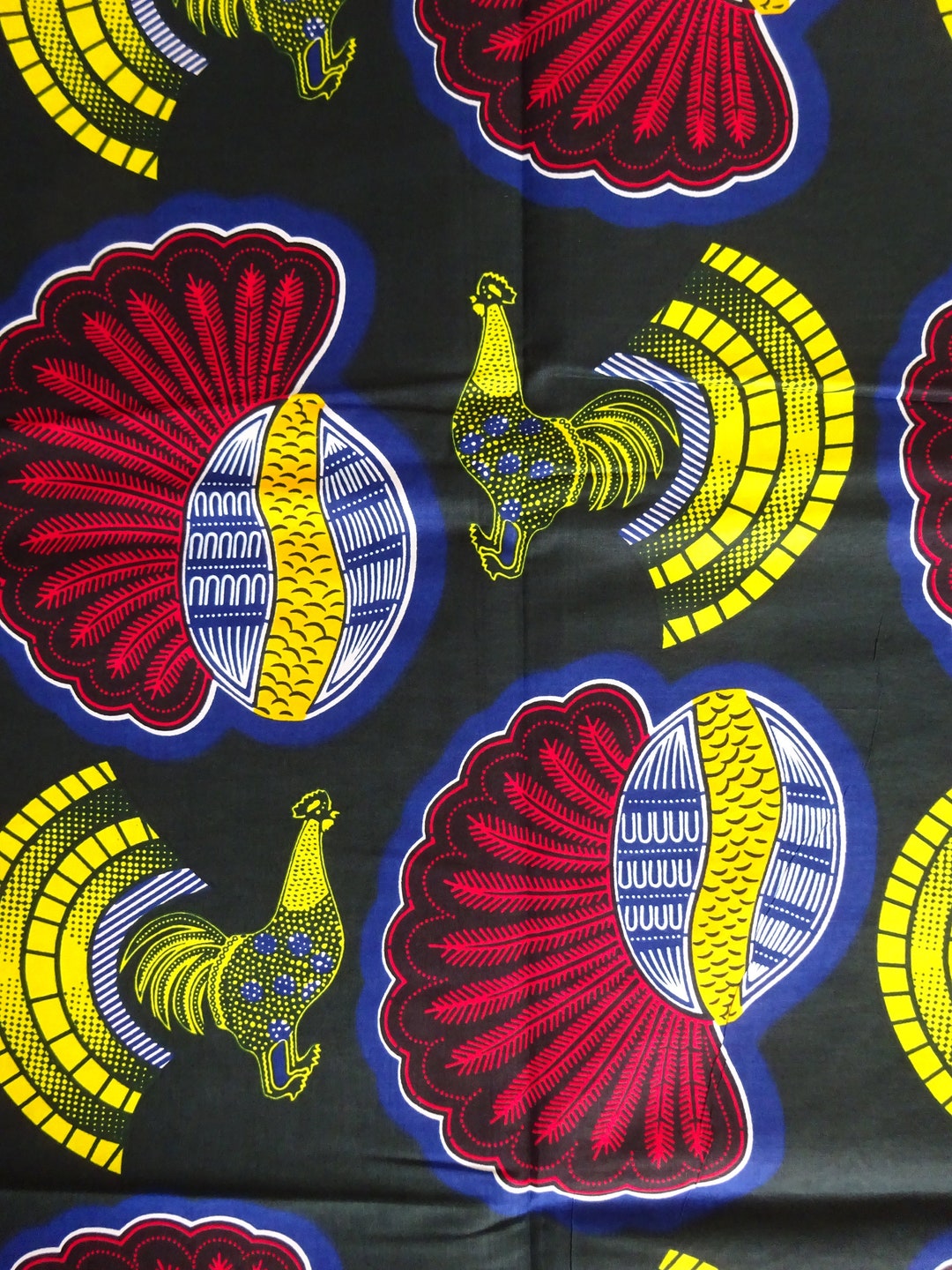 African Print Fabric Hen Chickens Bird Print Fabric African Fabric by ...