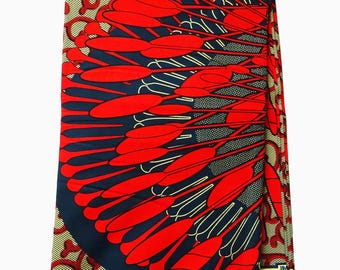 Red Brown Ankara Fabric, Abstract African Print, 100% Cotton