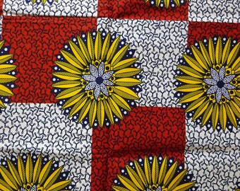 floral print African cotton fabric by yard white brown yellow  ankara African wax material