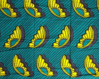 Green and yellow cotton African fabric by the yard abstract print fabric, African wax print fabric cotton fabrics for quilting craft sewing