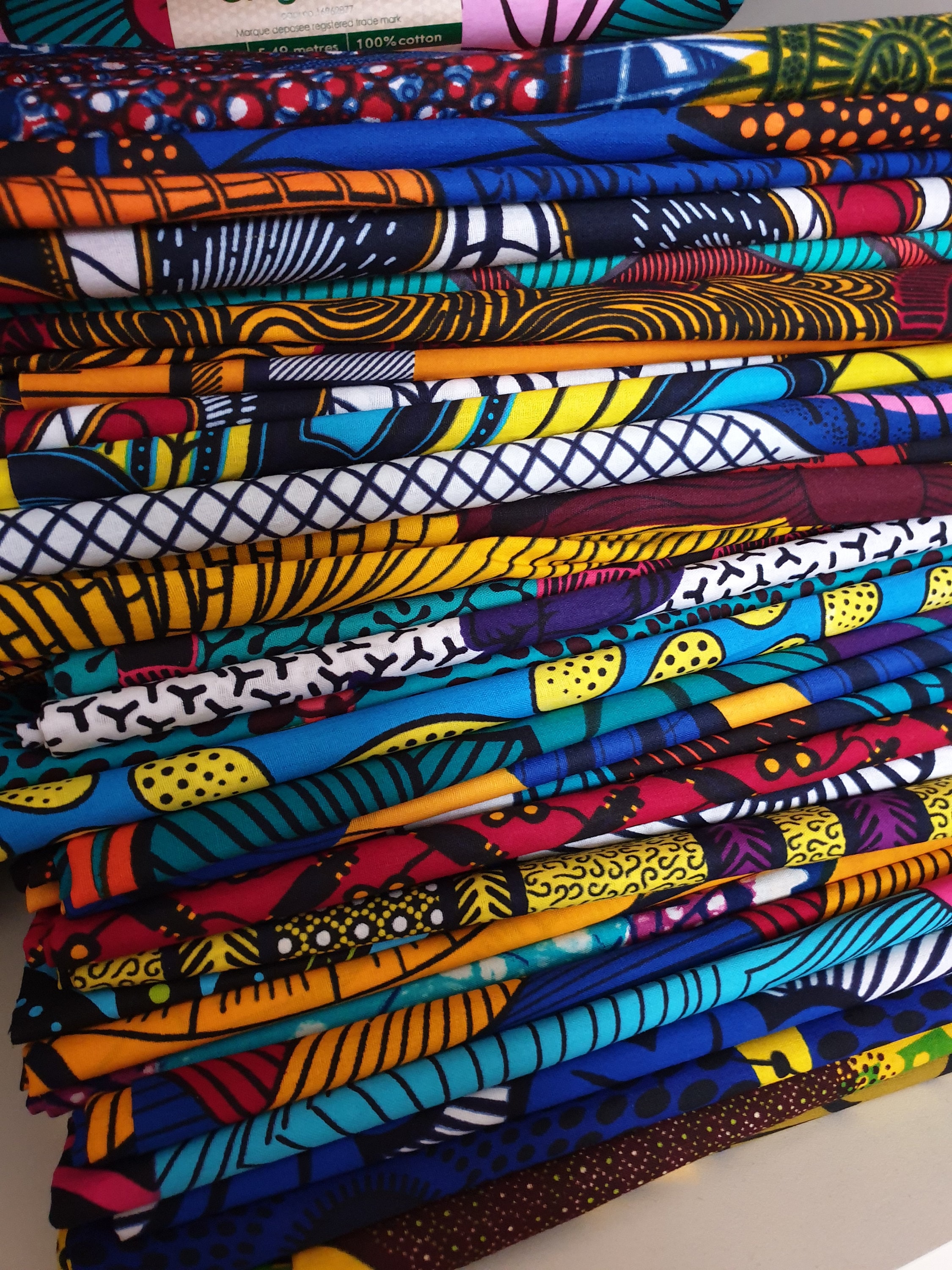 Wax Dyed Cotton Fat Quarters approx 18" x 21 201 African Kente Print  Fabric