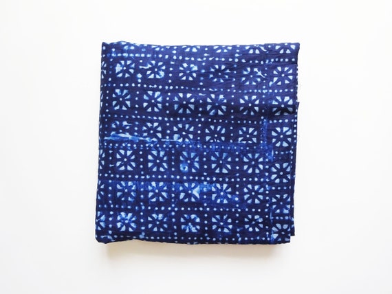 Hand Printed Fabric African Cloth Indigo Batik Fabric by Yards | Etsy