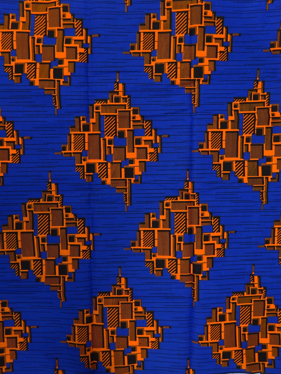 African fabric Royal blue geometric print fabric cotton Etsy