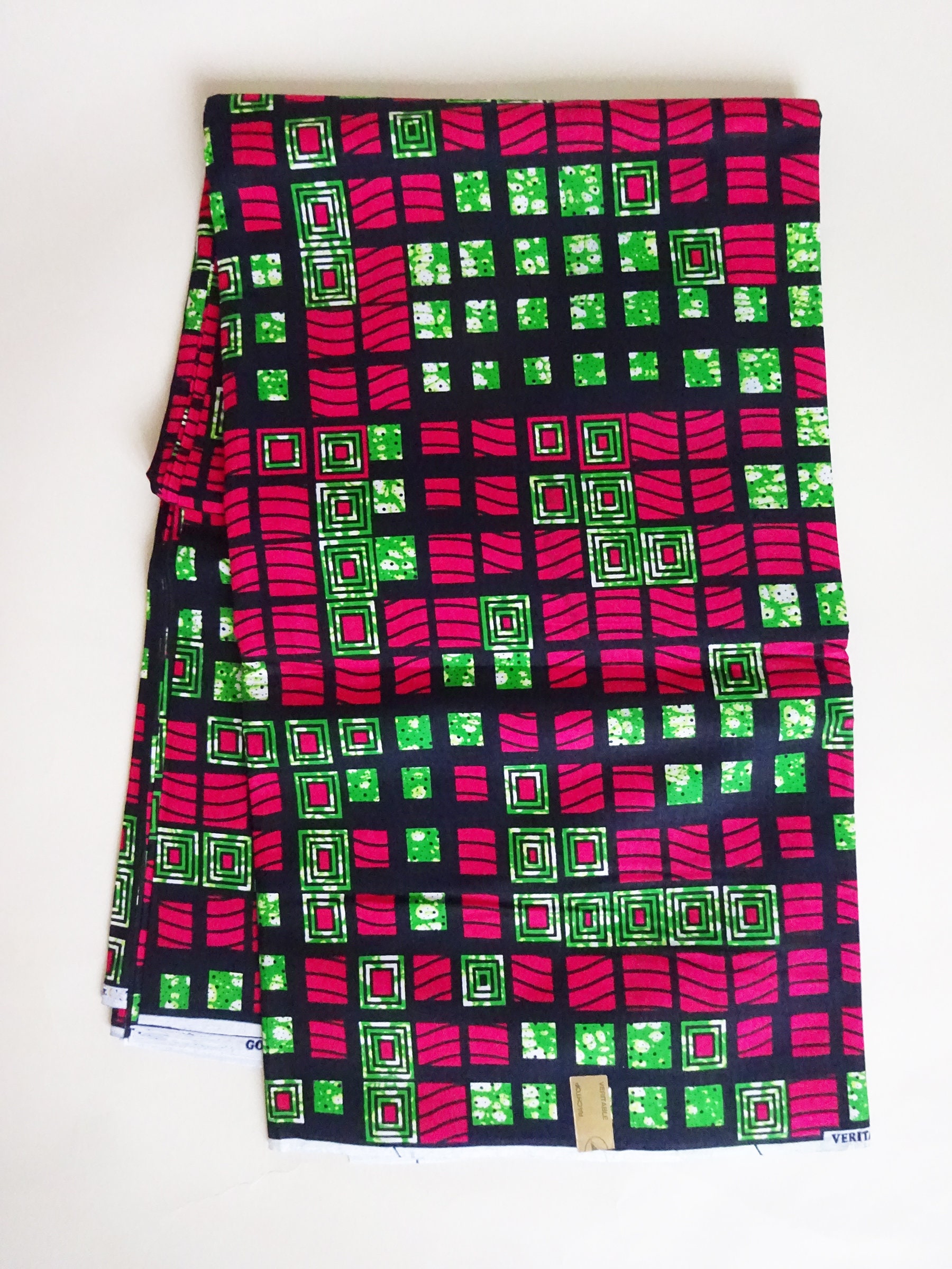 Pink Grün leuchtend Afrikanischer Stoff, geometrisches Afrikanisches Baumwollmaterial Schüttgut Ankara Print Stoff Afrikanischer Wachsdruckstoff