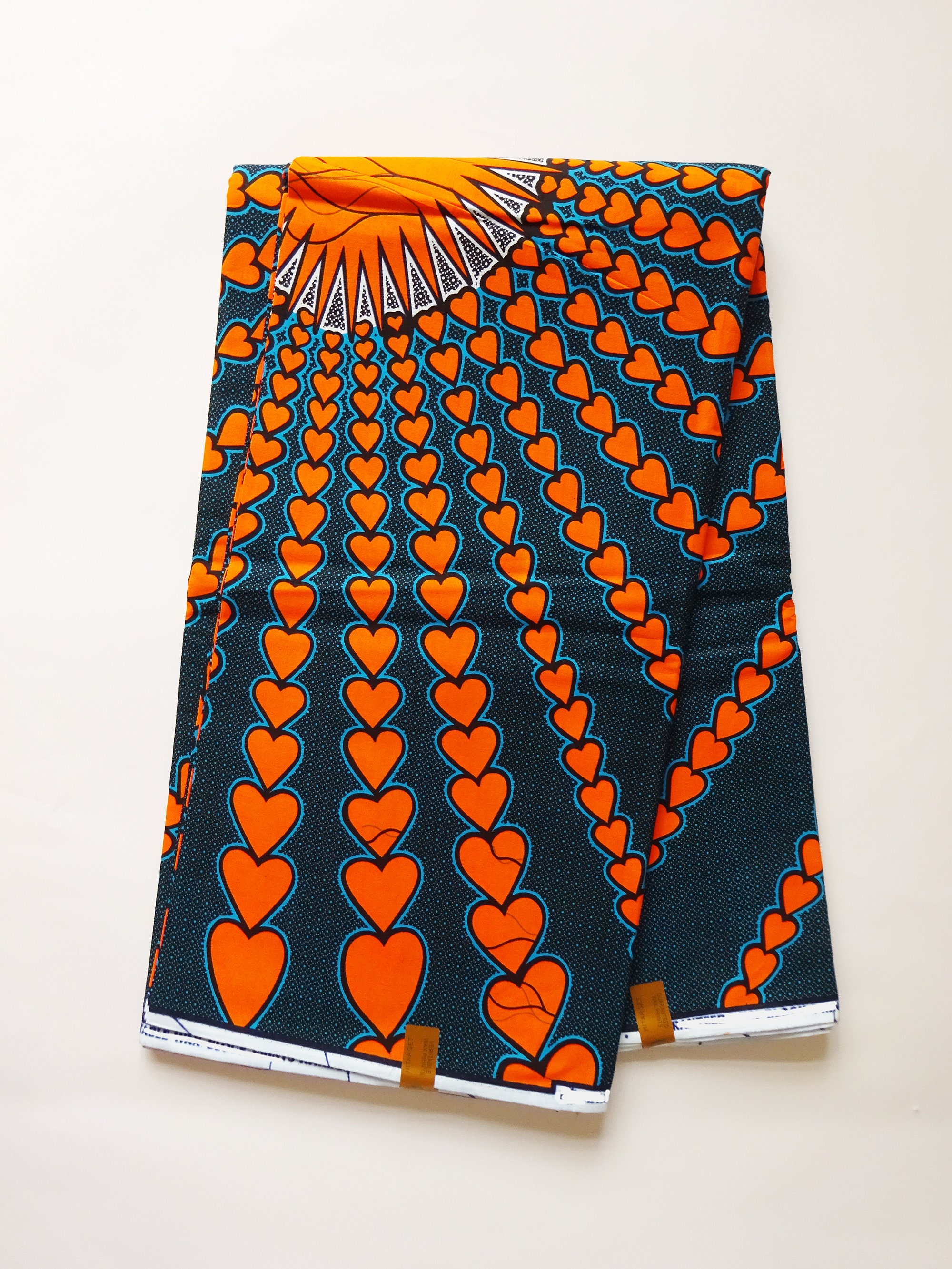Heart Print Cotton Fabric, African Fabric by the Yard, Wax Print Fabric ...