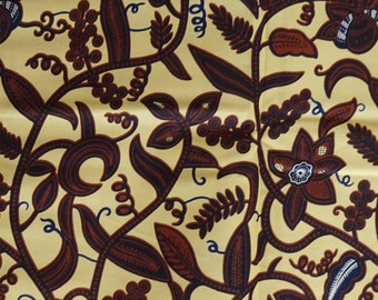 Floral African fabric by the yards brown cotton Ankara print fabric by the yard African sewing cotton material African wax print fabric