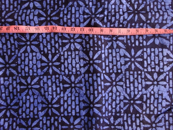 Thai Blue Indigo Cotton Batik Fabric Wax Resist Dyeing Hand Printed 6 Yard  11” W