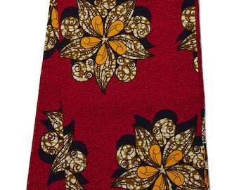 African print fabric by the yard Ankara fabric by the yard red floral African fabric wax print material woven cotton fabric red flower print