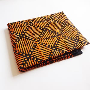 Orange African Batik, Hand Printed Fabric, Adire by the Yard, Nigerian ...