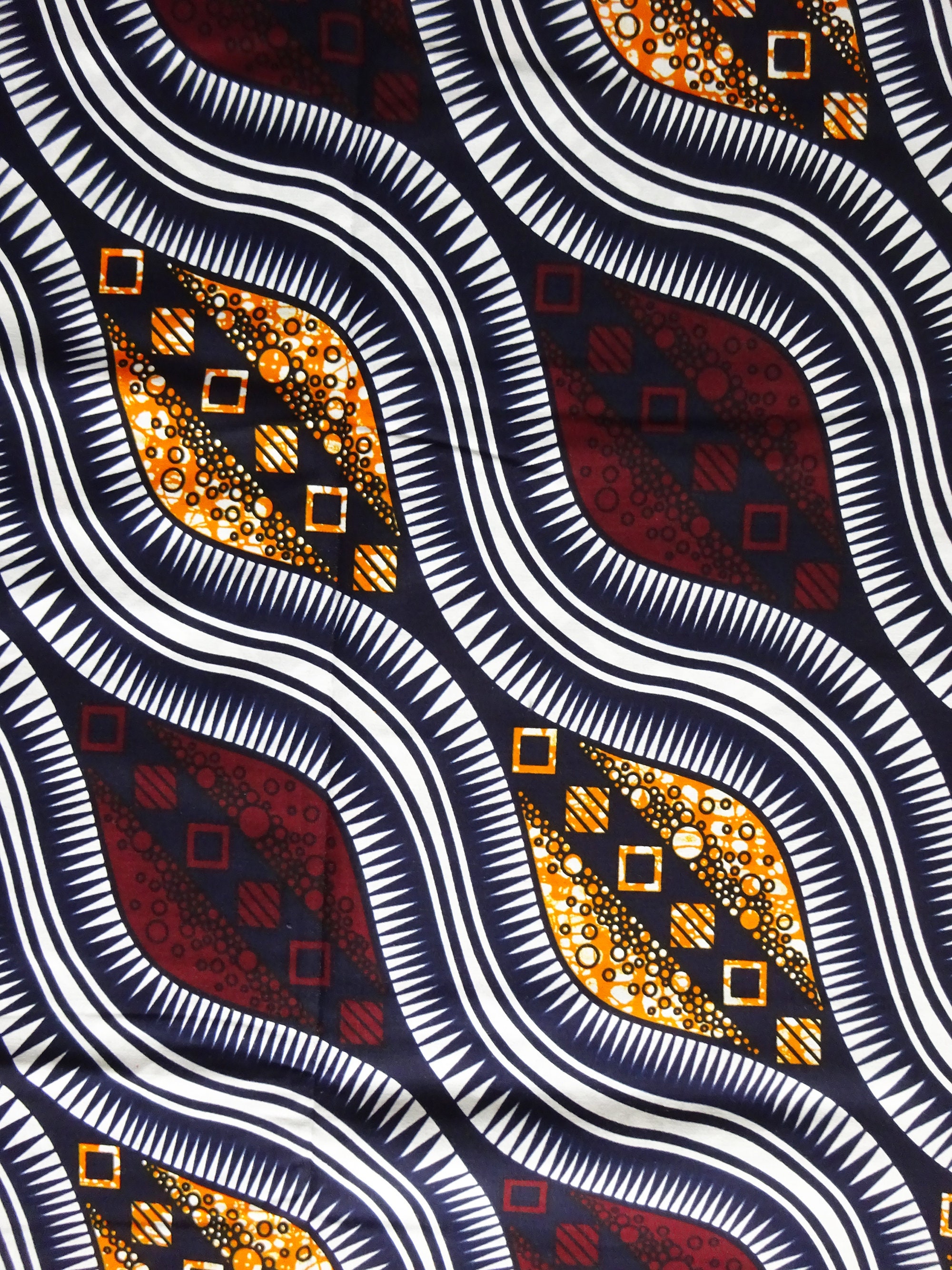 Wave Fabric Cotton African Fabric, Geometric Print Fabric by the Yard ...