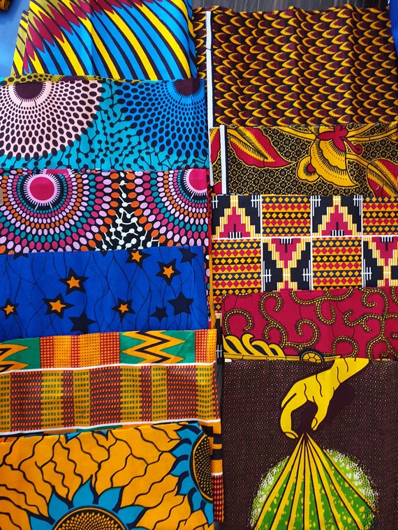 African Fabrics Craft Set, African Wax Print Fabric Bundle, Random Fat  Eighth Fat Quarter Fabric Set, Quilt Fabric 
