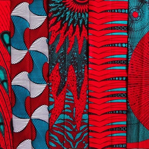 African fabric fat quarter set Ankara African print cotton quilting fabric African Wax 5 pieces bundle red green Christmas crafting material