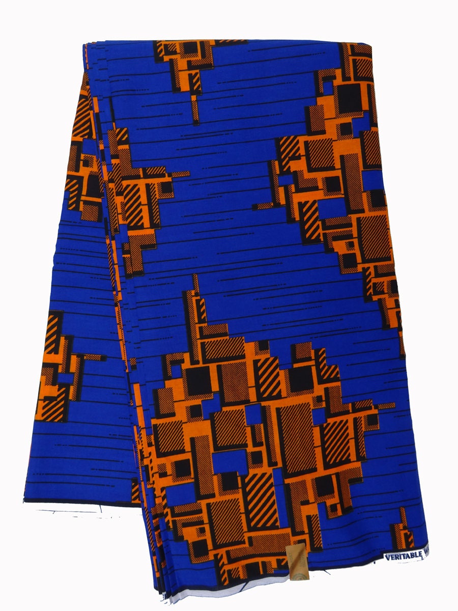 African fabric Royal blue geometric print fabric cotton Etsy
