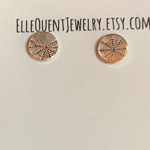Spider Web sterling silver Stud earrings, Halloween jewelry