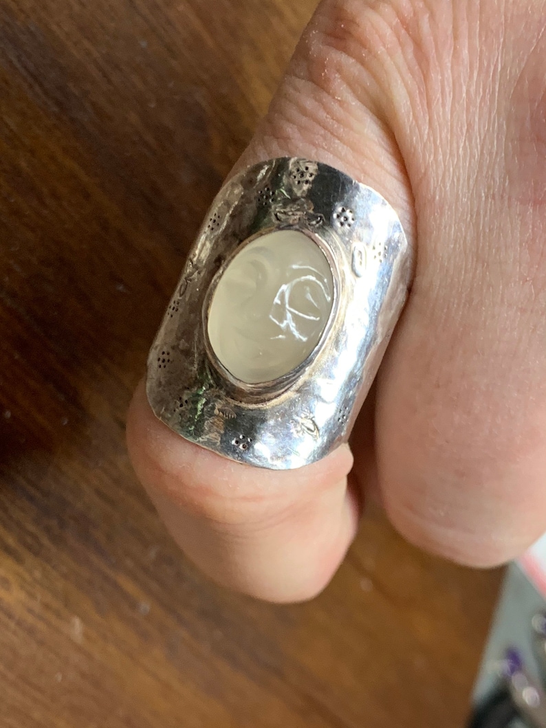 Moonstone face statement ring