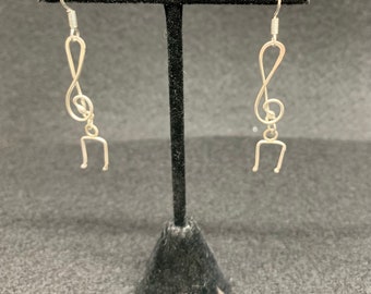 Fine silver treble clef earrings