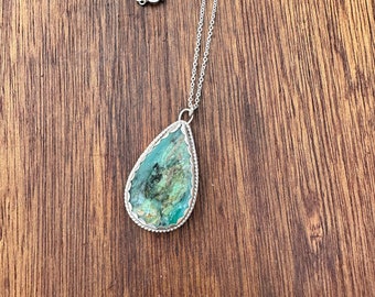 Peruvian Opal pendant necklace, Artisan Pendant necklace, Opal pendant necklace