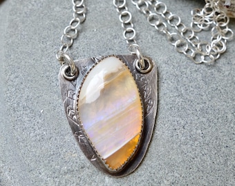 Yellow Opal Boho Necklace | Sterling Silver, Gemstone Chain, Transparent Australian Opal