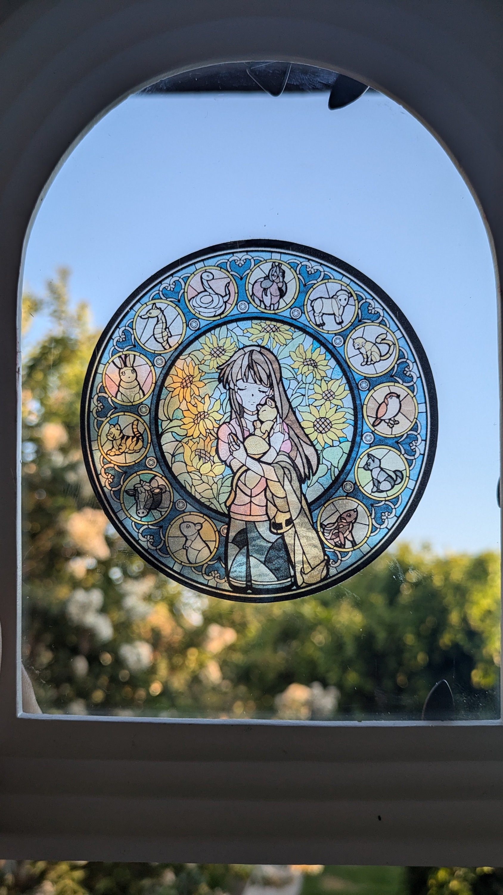 Fruits Basket Stained Glass transparent Stickers and Magnets