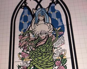 Custom Anime Stained Glass transparent Stickers and Magnets