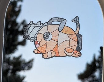 Chainsaw Man Pochita Stained Glass transparent Stickers and Magnets