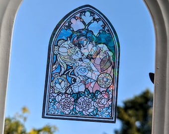Princess Serenity & Prince Endymion Stained Glass transparent Stickers and Magnets