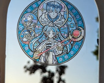 Frieren Stained Glass transparent Stickers and Magnets