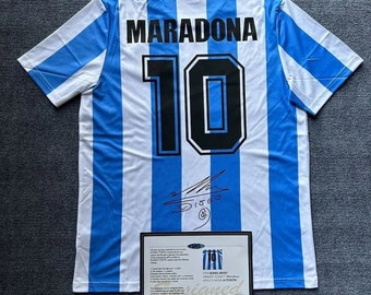 Copa del Mundo Argentina Diego MARADONA 1986 FIRMADO Camiseta/Jersey + COA