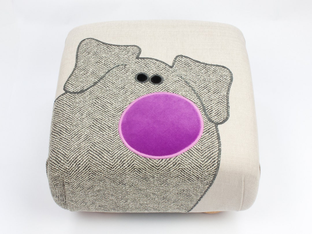Quirky Footstool With an Appliqué Character Known as 'doug' Etsy