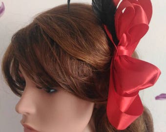 Fascinator red satin