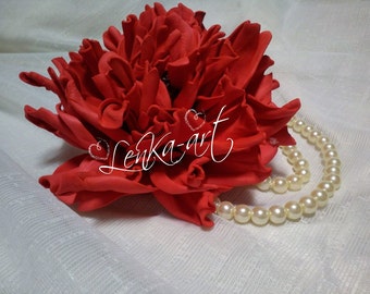 big red flower brooch  large peony Paper EVA Sponge Foam Paper For Flowers  gift for the woman  flower to the hand