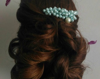 Wedding comb bridal hair accessories  wedding mint pearls