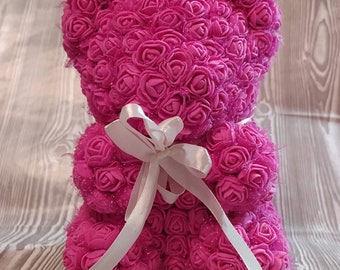 teddy bear strong pink with rose  Valentine's Day  Birthday