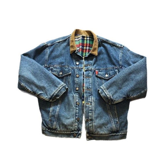 Vintage Denim Blanket Lined Corduroy Collard Denim Jacket - Etsy