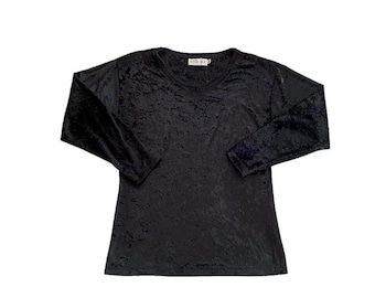 Camisa de terciopelo negra vintage y top de terciopelo de Hohina