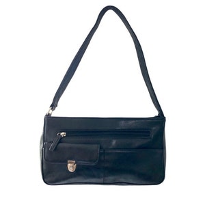 Monedero minimalista vintage negro de piel vegana Y2K