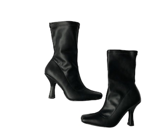 Bottes noires en cuir végétalien Y2K, UE 37 / UK 4