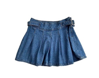 Minifalda vaquera con volantes y cinturón Y2K (talla 12)