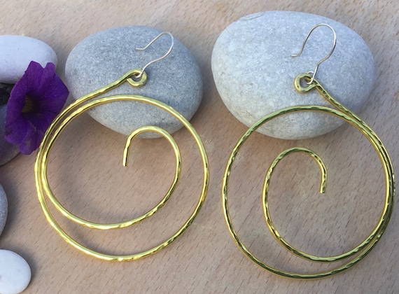 gold earrings large hoop earrings large lightweight earrings aluminium swirl drop statement large circle earrings big hoop earrings modern