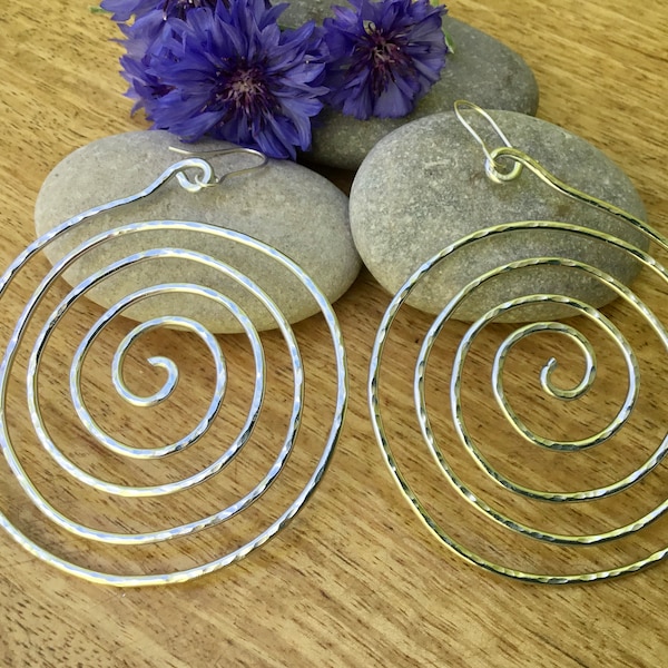 large lightweight earrings aluminium hoop earrings swirl drop earrings statement earrings large circle earrings big hoop earrings modern