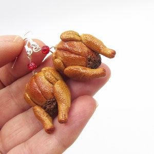 Christmas earrings Thanksgiving earrings turkey earrings roast turkey earrings mini food ring Thanksgiving food jewellery Christmas dinner