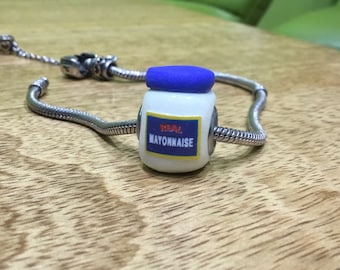 mayonnaise large hole European bead, fits all bead bracelets,  gift for her, Mother's Day, novelty bead, gift for teenage girl