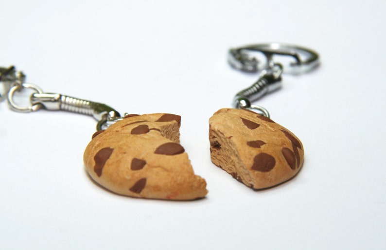 cookie friendship necklace kawaii chocolate chip gift for girl teenager best friends bff two part necklace mini food bag charms girlfriend image 2