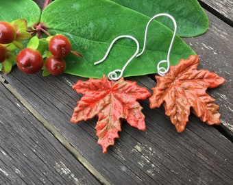 Maple leaf earrings UK autumn jewellery fall earrings sterling silver nature gift botanical earring woodland jewellery autumn studs