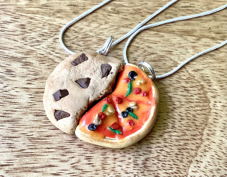 cookie friendship necklace kawaii chocolate chip gift for girl teenager best friends bff two part necklace mini food bag charms girlfriend image 6