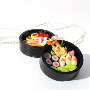 sushi necklace japenese food jewellery asian food necklace bento box necklace mini sushi necklace miniature food necklace tiny sushi charm image 3