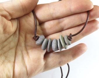 rock necklace zen necklace buddhist stone stack spiritual stacked stones natural stone necklace cairn necklace drilled beach stone leather